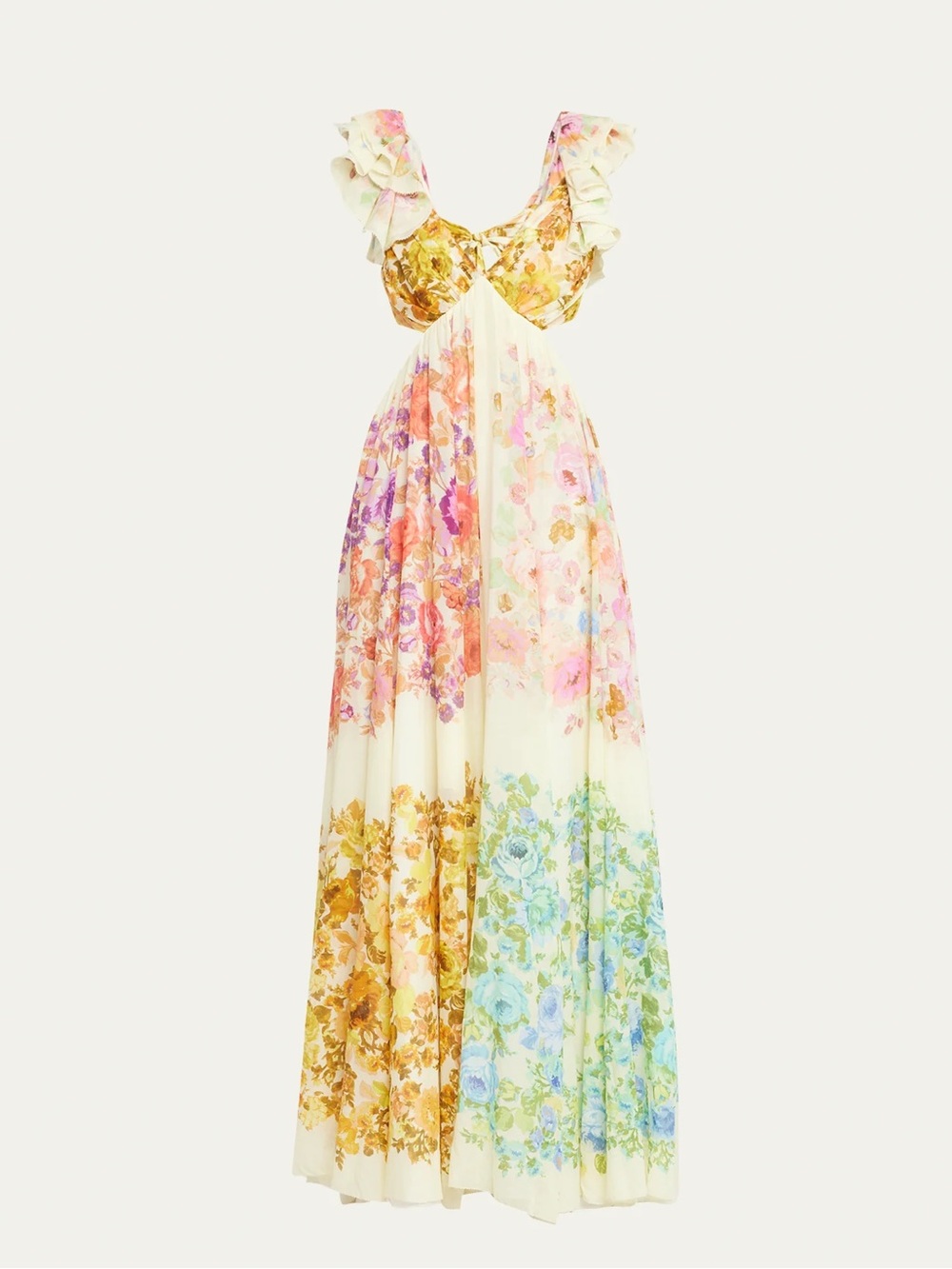 ZIMMERMANN Raie Floral Frill-Shoulder Maxi Dress - Picture 7 of 7